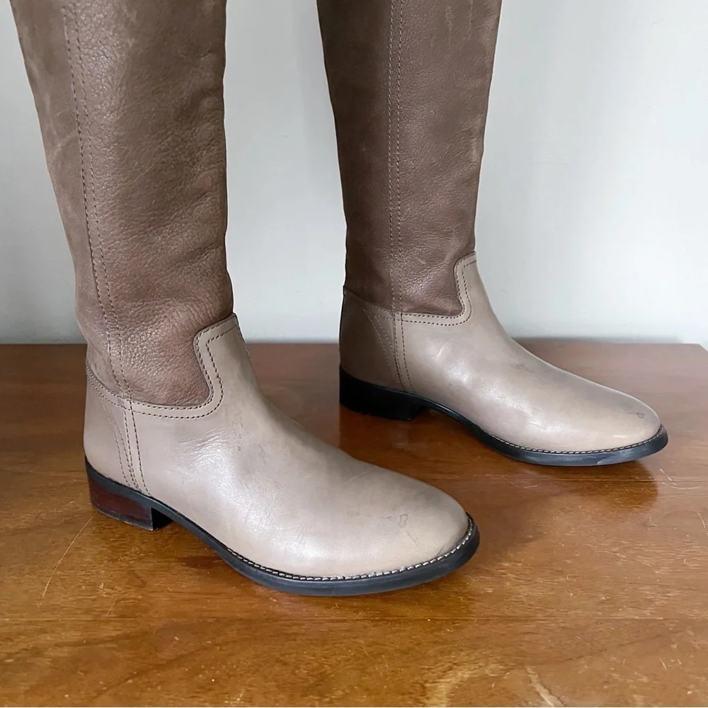 Tory Burch • Simone Over-the-Knee Boots leather Weathered Brown taupe grey